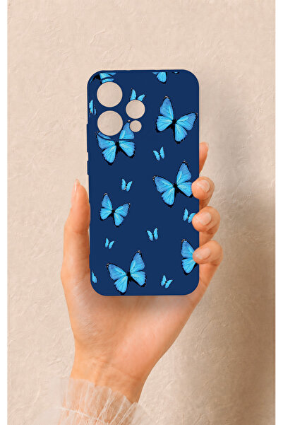 Vip Case Oppo Reno 15 5G Uyumlu Mavi Kelebek Desenli Silikon Kılıf