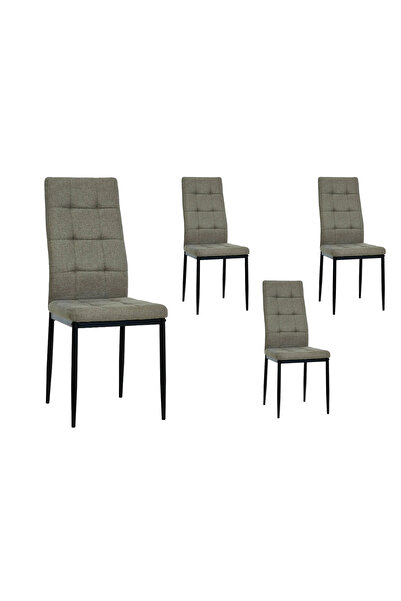 Target Home Καρέκλες 4τμχ. κάθισμα ύφασμα μπεζ 42x52x98εκ. μαύρος σκελετός με...