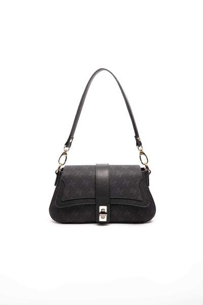 Silver Polo Black - Black Monogram Women's Shoulder Bag Sp1177
