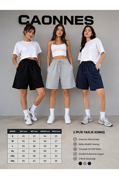 CAONNES 3-Piece Shorts for Women (Black-Grey-Navy Blue) Summer Shorts Comfort...