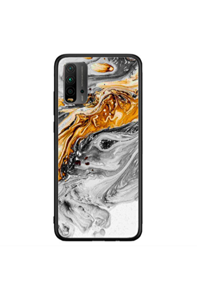 Other Xiaomi Redmi 9T Marble gray Patern Black Glossy Θήκη