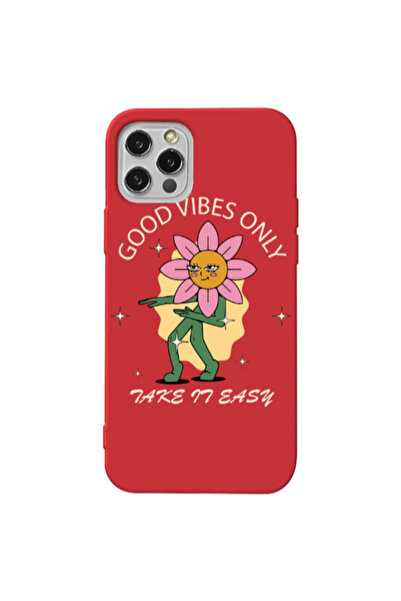 Other Apple iPhone 13 Pro Good Vibes Only Red Colored Silicone TPU Θήκη