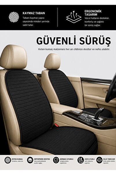 BENTOTO Bent Auto Luxury Linen Fabric Car Seat Cushion Set with Pockets - Non...