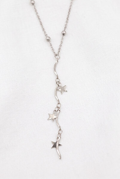 özgül takı ve tasarım Star Model Dorika Chain Silver Color Stainless Steel Wo...