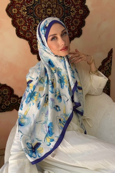 İmajButik Blue Patterned Shawl