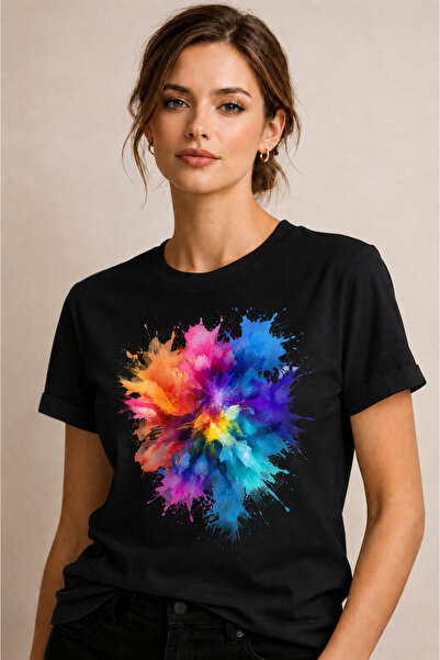 VODEXA Women's Oversize T-Shirt Mixed Colors Printed 100% Cotton T-Shirt Comf...
