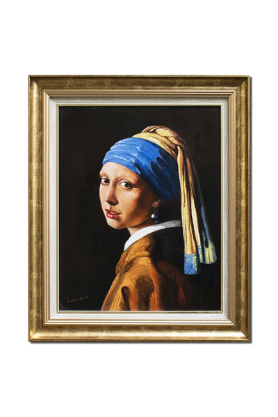 artnova Известна ръчно рисувана рамкирана картина, Момиче с перлена обеца, 65...
