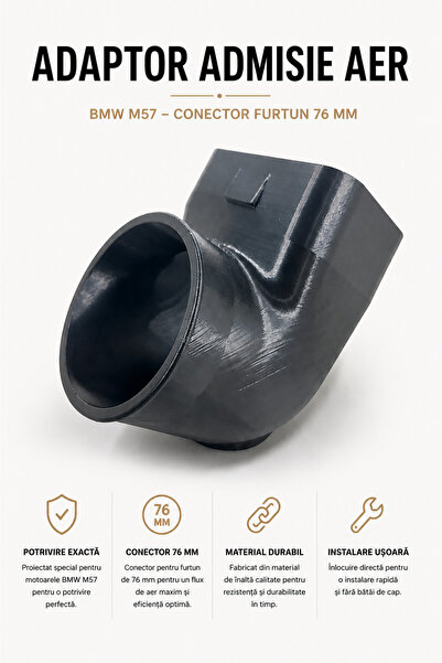 OEM Adaptor Admisie Aer 76mm compatibil BMW M57 M47 - ABS pentru Furtun Filtr...