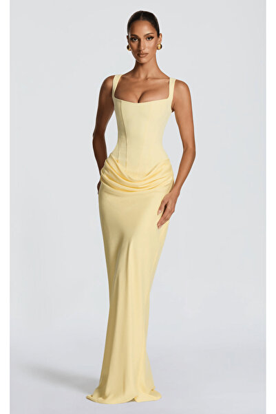BY SE'MAS WEAR Rochie lungă cu fustă drapată și corset la partea superioară