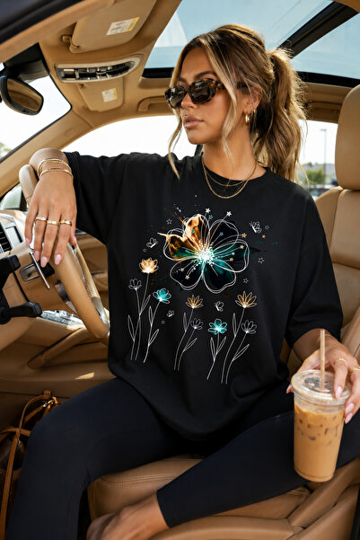 Auryne Jewelry Oversize Boho Floral Flower Unisex Custom Design Print T-Shirt...