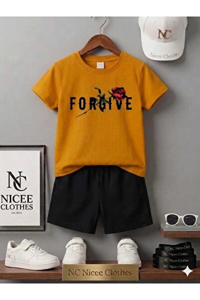 NC Nicee Clothes Summer Children's T-Shirt Shorts Unisex (Black with Forgiven...