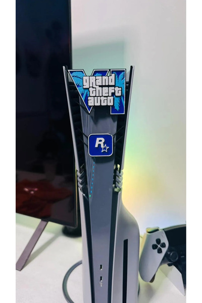 Muhacir GTA VI Logo Ön Kapak Dekoru – Oyun Konsolu 5 Kişiselleştirme Aksesuarı