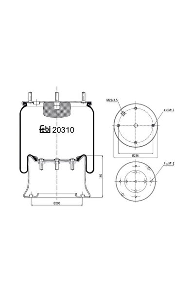FEBI BILSTEIN Perna de Aer Spate Dreapta/Stanga Volvo F10 F12 08.77-12.95