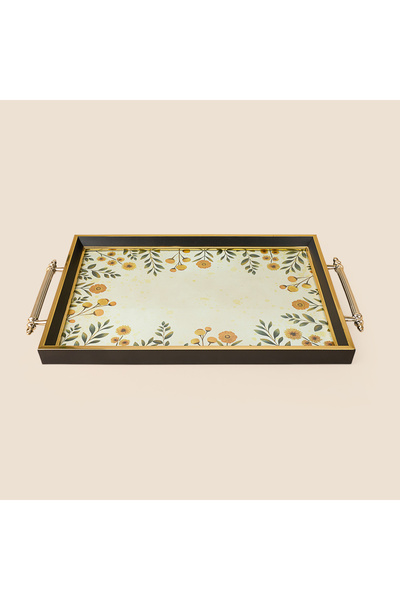 İrem Home Yellow Flower Tepsi - Renkli - 28x40 cm
