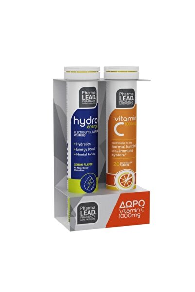 PharmaLEAD Υδρο & Βιταμίνη C 1000mg Αναβράζοντα Δισκία Πορτοκάλι (1+1)