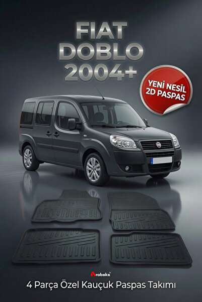 Arabaks Fiat Doblo 2004+ 4 Parça YENİ NESİL 2D Kauçuk Paspas Takımı - Özel Ke...