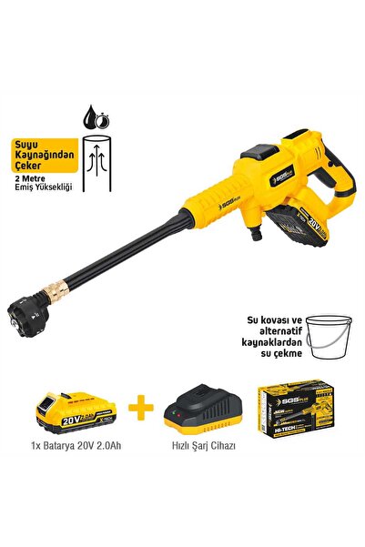 SGS SGS5410 - Akülü Yüksek Basınçlı Araba Yıkama Makinesi 30 Bar 20 Volt 2 Amper