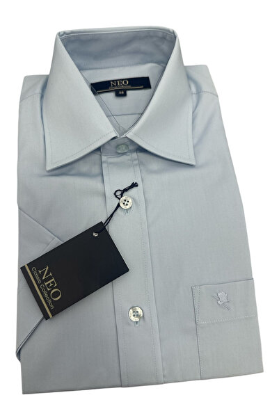 OEM Men's shirt, light blue with short sleeves, Cotton- Polyester size M 39-40