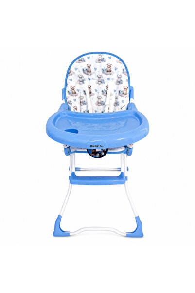 OEM Scaun de masă pentru copii Baby C CH Bleu, Pliabil, Centura 5 Pct, 6 Luni +