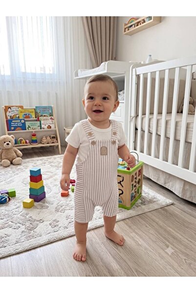 Efemkids Unisex Striped Embroidered Baby Romper 2-Piece Cotton Baby Romper Fl...