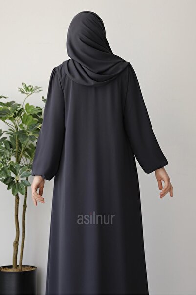 ASİLNUR Meva Pleated Ferace Shawl Gift Set Smoked