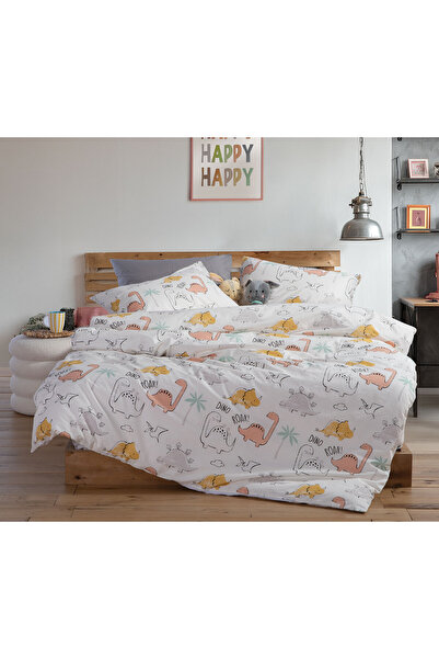 Nef Nef Homeware Σεντονι Dinosaur art σετ Μονο nef-nef Home Wear Ecru 2x(170x...