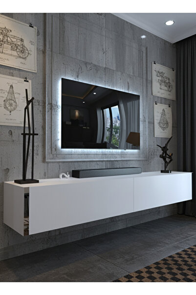 KARNAVAL DUVARA MONTE TV SEHPASI 150 CM SİLVER - BEYAZ - SDM-1503-1