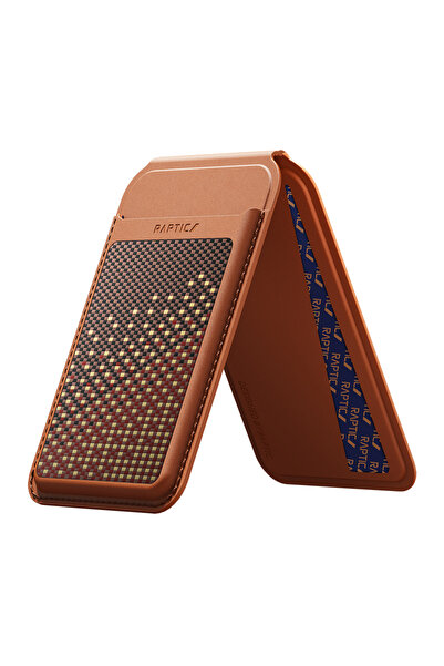 Raptic Aramid Serenity Series M-Safe Compatible Card Holder with Stand, Brown