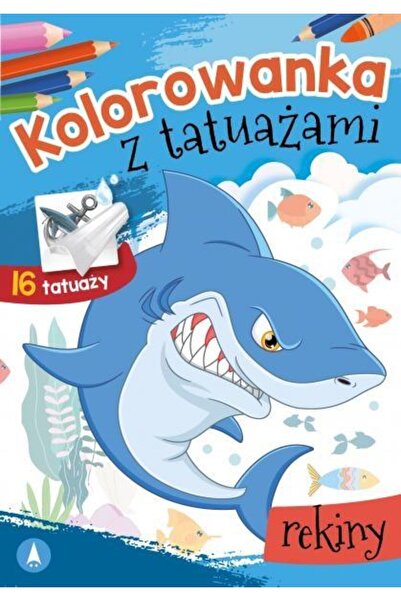 OEM Caiet de colorat cu tatuaje, Skrzat, Model rechin, multicolor