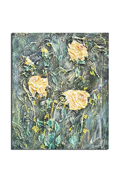 artnova Tablou ultra 3D pictat manual, Trandafiri galbeni, 60x50cm acril in c...