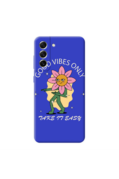 Other Samsung S21 Good Vibes Only Blue Colored Silicone TPU Θήκη
