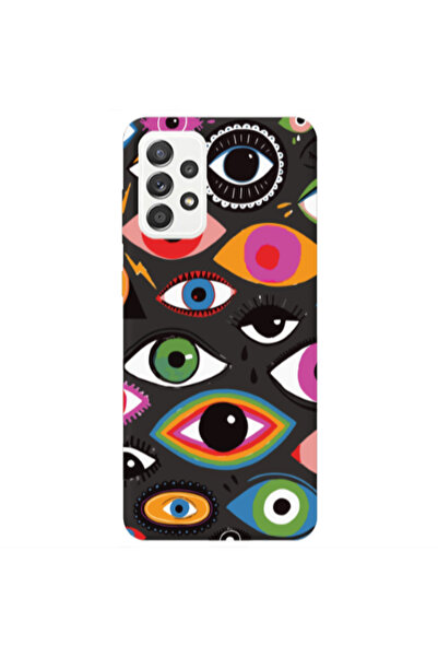 Other Samsung A13 4G Colorful eyes Black Colored Silicone TPU Θήκη