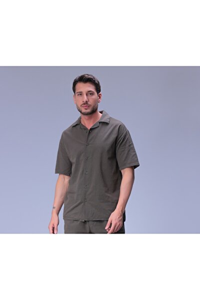 MYRAB DENİM Men's Short Sleeve Linen Shirt