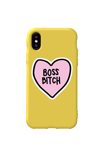 Other Apple iPhone Xs Max Boss Bitch Yellow Colored Silicone TPU Θήκη