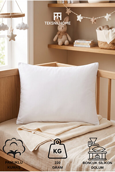 TeksNil Home 100% Cotton Beaded Silicone Baby Pillow 35X45 cm