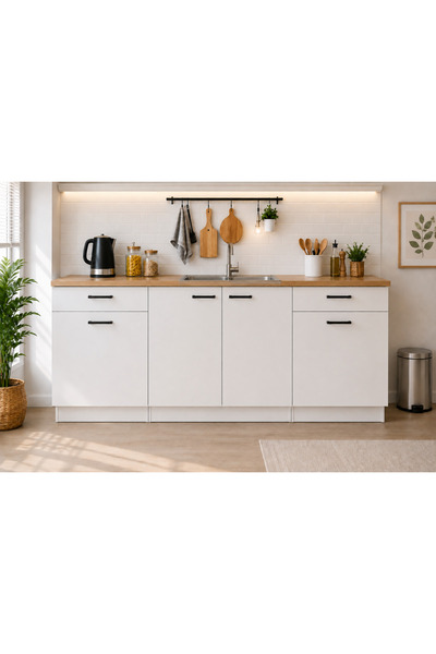 Tdesigno Paye Mutfak 4 Kapaklı - 2 Çekmeceli Alt Modül - Çok Amaçlı Dolap - F...