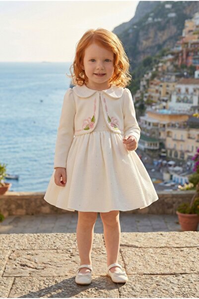 Pamina Baby Girl Evening Dress Daisy Embroidered Dress and Embroidered Jacket...