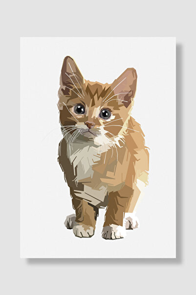 Luna Marissa Poster cu pisică Pisicuță drăguță Ilustrație digitală low poly D...