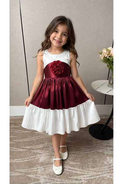 Marllow Girls' Dress Shantung Without Sleeves