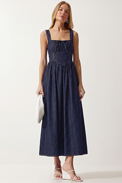 Hiccup ISTANBUL Rochie Midi Din Denim De Bumbac, Fără Mâneci