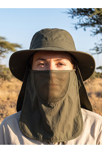 PIECE SIGNATURE Legionary Type Safari and Fishing Hat with Mesh Mask and Nape...