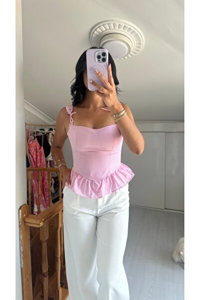 Dber PÖTİKARELİ KORSE BLUZ