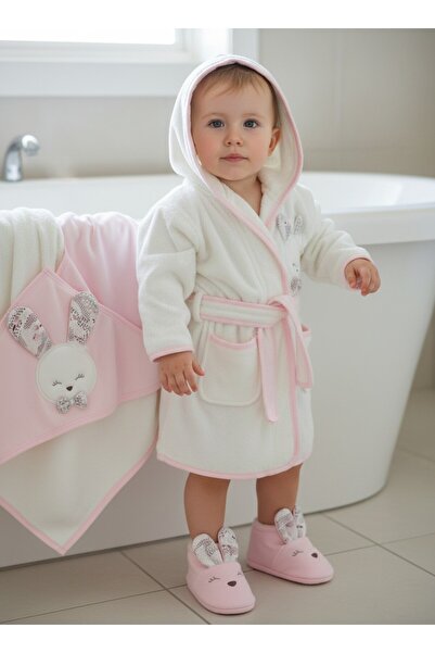 Mou&Kou 0-2 Years Old Boxed Rabbit Patterned Baby Bathrobe Set with Towel and...