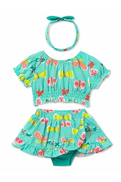 MAYORAL Baby Girl Butterfly Patterned Skirt Set 0-4 Years Water Green