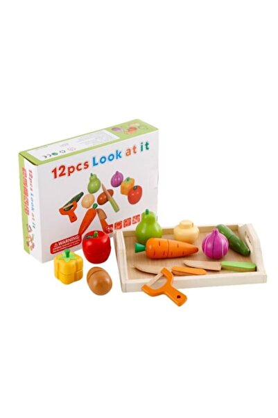 Loka Market Montessori Set, L@ka, Tray with vegetables and fruits to cut, 12 ...