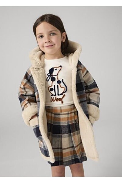 MAYORAL Girl's Plaid Hooded Fur-Lined Plush Coat 2-10 Years Old Dark Blue