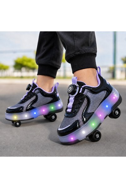 helinaria Işıklı Patenli Çocuk Ayakkabısı 4 Tekerlekli LED Sneaker Kız Erkek ...