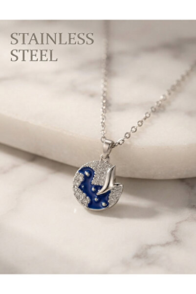 stainless steell 316L Steel Chain Silver Color Night Model Zircon Stone Necklace