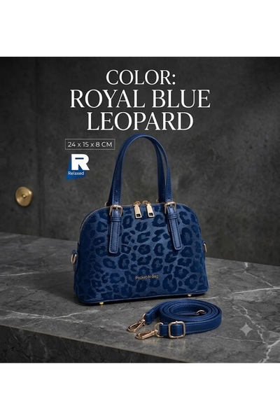 Relax for bags Classic Royal Blue Leopard Print Women's Handbag - Luxurious a...
