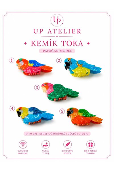 Up Atelier Colorful Parrot Model Bone Hairpins 10cm Number 2